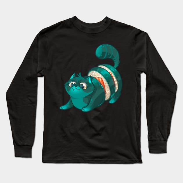 Sushi Roll Cat Long Sleeve T-Shirt by Claire Lin